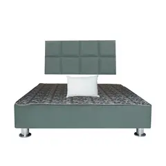 MUEBLES MACRUMO - Cama tapizada Serena + almohada - 2 Plz - Color gris oscuro