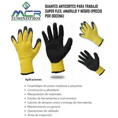 GENERICO - Guantes anticortes para trabajo SUPER FLEX amarillo y negro precio x docena