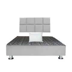 MUEBLES MACRUMO - Cama tapizada Serena + almohada - King 2 tarimas - Color Gris claro