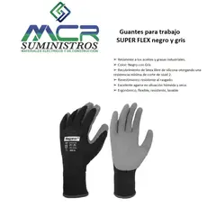 GENERICO - Guantes para trabajo SUPER FLEX negro y gris talla 9 (precio x docena)