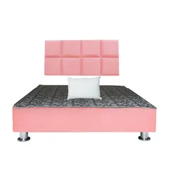 MUEBLES MACRUMO - Cama tapizada Serena + almohada - King 2 tarimas - Color Rosado