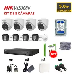 Hikvision - KIT 8 CÁMARAS DE SEGURIDAD FULL HD CON AUDIO + DISCO SEAGATE 1TB