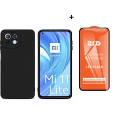 GENERICO - SILICONA PARA Xiaomi Mi 11 Lite COLOR NEGRO + MICA VIDRIO