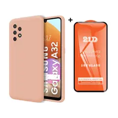 GENERICO - SILICONA PARA SAMSUNG A32 COLO ROSADO + MICA VIDRIO