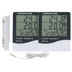 GENERICO - Pack X2 HTC-2 Higrómetro Termómetro Interior y Exterior Digital