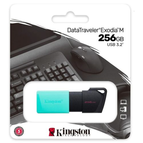 MEMORIA USB 256GB TURQUESA CON NEGRO