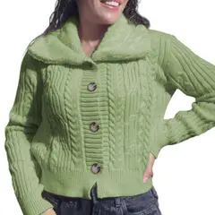 GENERICO - Chompa Mujer Hilo Camisero De Peluche 359G-25 Color Verde