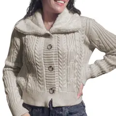 GENERICO - Chompa Mujer Hilo Camisero De Peluche 359G-25 Color Hueso