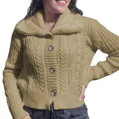 GENERICO - Chompa Mujer Hilo Camisero De Peluche 359G-25 Color Vanilla