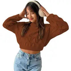 GENERICO - Chompa Mujer Hilo Clasico 359G-23 Color Caramelo