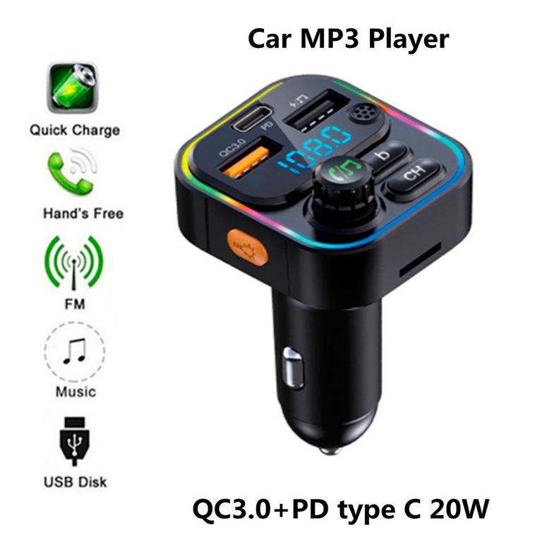 Transmisor de Radio FM inalámbrico para carro Carga Rapida Bluetooth