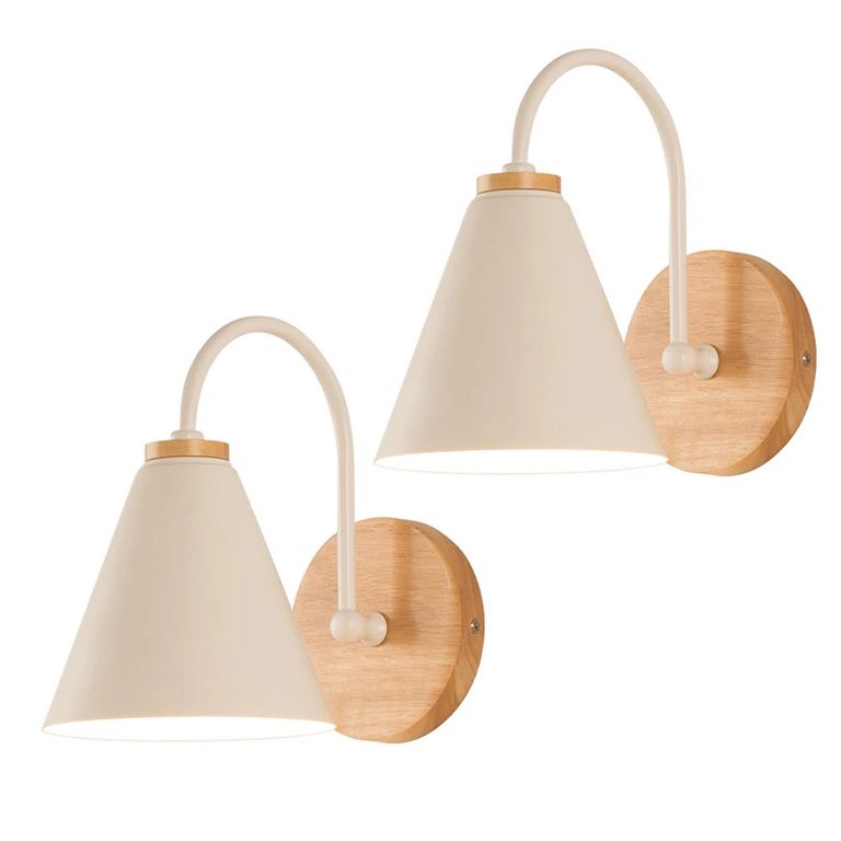 2 Unidades Apliques de pared Lámpara de Pared Madera Moderno - Blanco