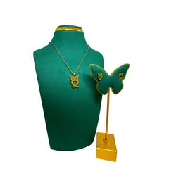 GENERICO - Pack Acero Collar con dije y Aretes - Buho Suerte Dorado