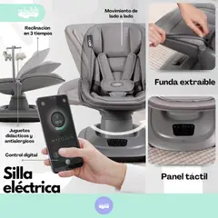 BABY CAM - Mecedora eléctrica Merly para bebé premium Gray