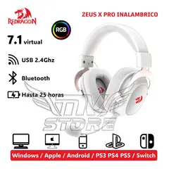 REDRAGON - Audífonos Zeus X PRO Wireless H510 WL Color Blanco