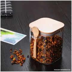 INSPIRA - Frasco de almacenamiento con tapa y cucharita estilo Bambú