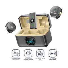 GENERICO - Micrófono Inalámbrico con Cargador y ANC 40 Horas Tipo C 2 TX + 1 RX