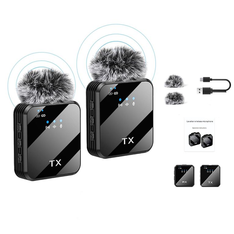 Micrófono Inalámbrico para Android Tipo C y iPhone con Cortaviento