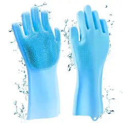 GENERICO - GUANTES MASAJEADORES DE SILICONA PARA PERROS Y GATOS CELESTE