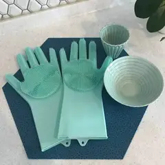 GENERICO - GUANTES MASAJEADORES DE SILICONA PARA PERROS Y GATOS VERDE