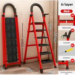 GENERICO - Escalera Tijera Plegable de 6 Escalones Multifunción Soporte Seguro