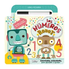 GENERICO - LIBRO PIZARRA BORRABLE APRENDE LOS NÚMEROS CON ROBOTS