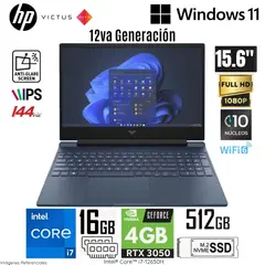 HP - Laptop Victus 15-FA0007LA Intel Core i7-12650H 16GB RAM 512GB SSD RTX 3050-4GB 15.6" FHD WIN 11