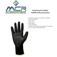 GENERICO - Guantes para trabajo negro Poliuretano SUPER FLEX (precio x docena)