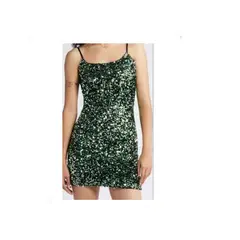 GENERICO - Vestido Alto de Lentejuelas - Verde - Talla L