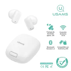 USAMS - Audífonos auriculares inalámbricos BT53 Blanco ID25