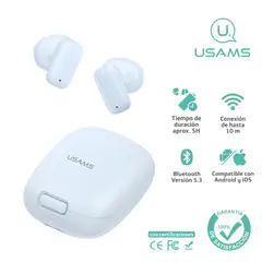 USAMS - Audífonos auriculares inalámbricos BT 5.3 Celeste ID25