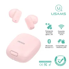 USAMS - Audífonos auriculares inalámbricos BT 5.3 Rosado ID25