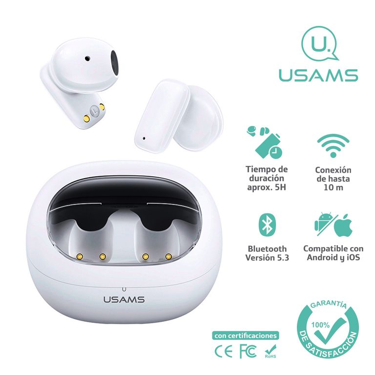 Audífonos auriculares inalámbricos BT53 Blanco TD22