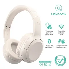 USAMS - Audífonos auriculares inalámbricos 40hs 5.3 Beige YG23
