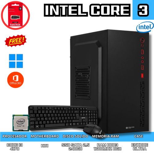 COMPUTADORA PC CORE I3/ 8GB RAM/ 240GB SSD