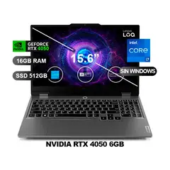 LENOVO - Laptop LOQ 15IRX9 I7-13650HX RTX4050 16GB RAM 512GB SSD 15.6 SIN WINDOWS 83DV00FKLM