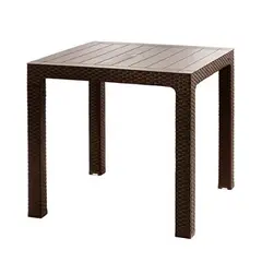 GENERICO - Mesa Cuadrada Roble para Terraza Modelo Ratán Color Marrón