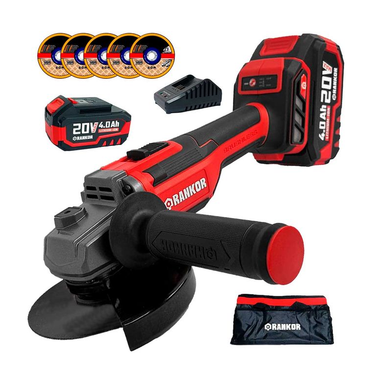 AMOLADORA ANGULAR 20V ESMERIL 5'' BRUSHLESS DISCOS