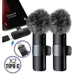 OEM - Micrófonos 2 en 1 K9 Tipo C con Adaptador iPhone y Filtros de peluche