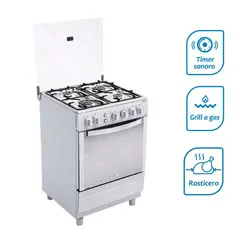 COLDEX - Cocina CX681 PLUS a Gas de Pie 24" 4 Quemadores Inox