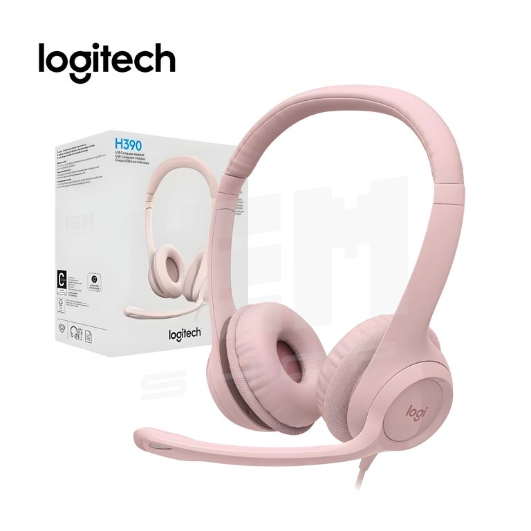 AUDIFONO H390 C ROSA MICROF USB CANCELACION RUIDO
