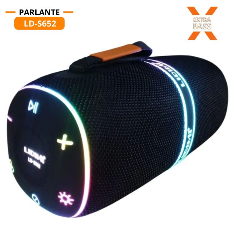 Parlante Bluetooth LD-S652 30W X-BASS con Luces RGB USB y Radio FM