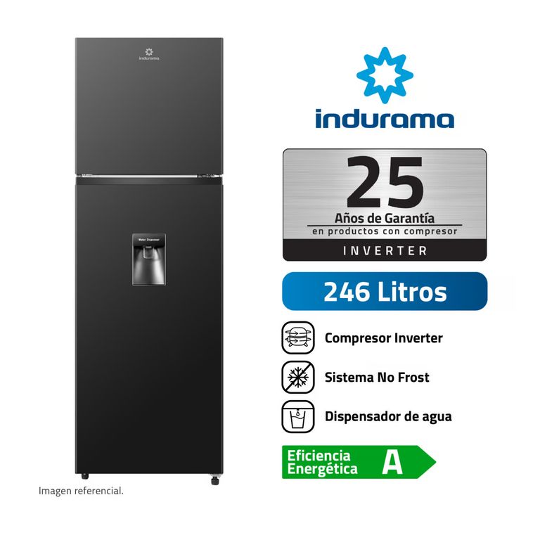 REFRIGERADORA TOP FREEZER NO FROST RI-389DNI 246 LITROS NEGRO