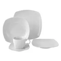 ICHIMATSU - Juego de Loza China X 20 Pz Cuadrado Blanco.