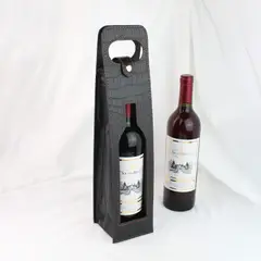 GENERICO - Bolsa De Regalo Para Vino De Cuero - Color Negro Para 1 Botella