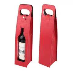 GENERICO - Bolsa De Regalo Para Vino De Cuero - Color Rojo Para 1 Botella