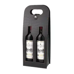 GENERICO - Bolsa De Regalo Para Vino De Cuero - Color Negro Para 2 Botellas