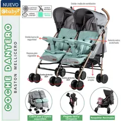 EBABY - Coche bastón Gemelar para bebé Dantero Verde