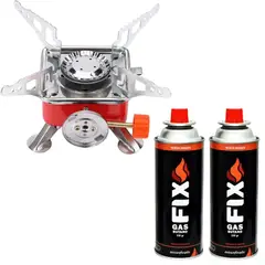 OEM - Mini Cocina Campamento Camping Portatil + 02 Gas Butano