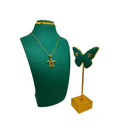 GENERICO - Pack Acero Collar con dije y Aretes - Tortuga Marina Dorada